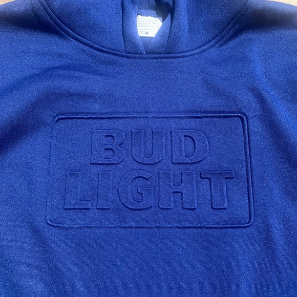 💜 Bud Light Embossed Logo Blue Hoodie - Men's XL - Picture 3 of 5